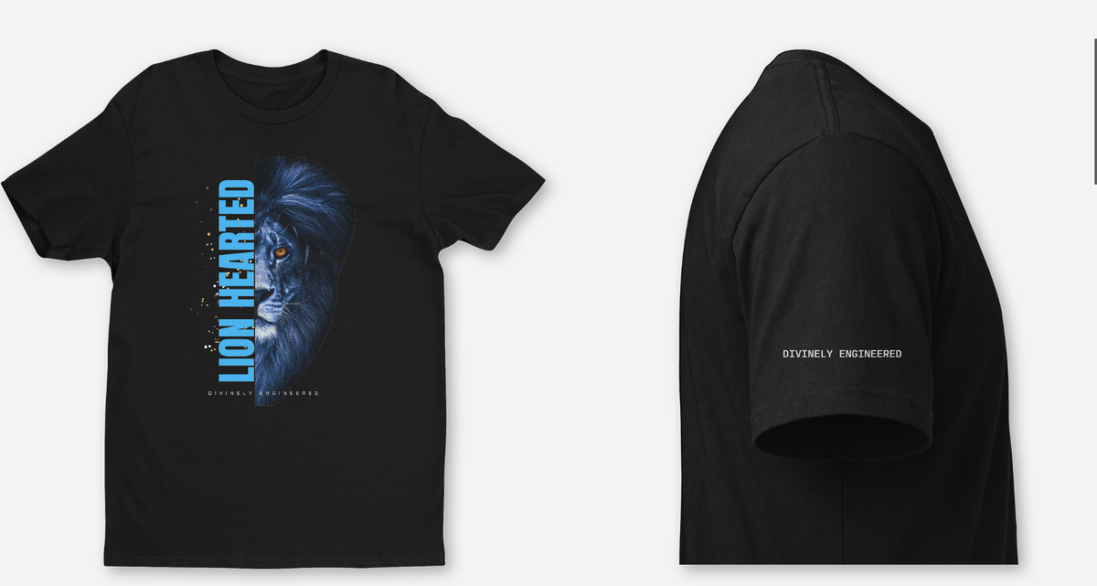 Blue LION HEARTED Graphic T-shirt