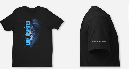 Blue LION HEARTED Graphic T-shirt