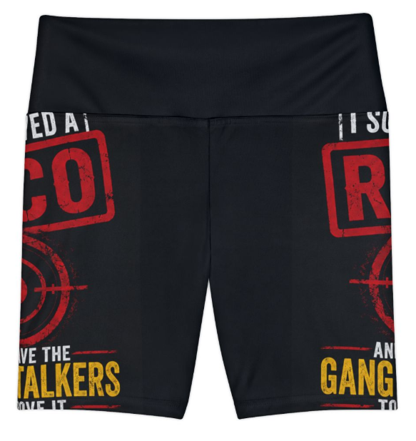 Workout Shorts — “I Survived a Rico” Red Target Graphic