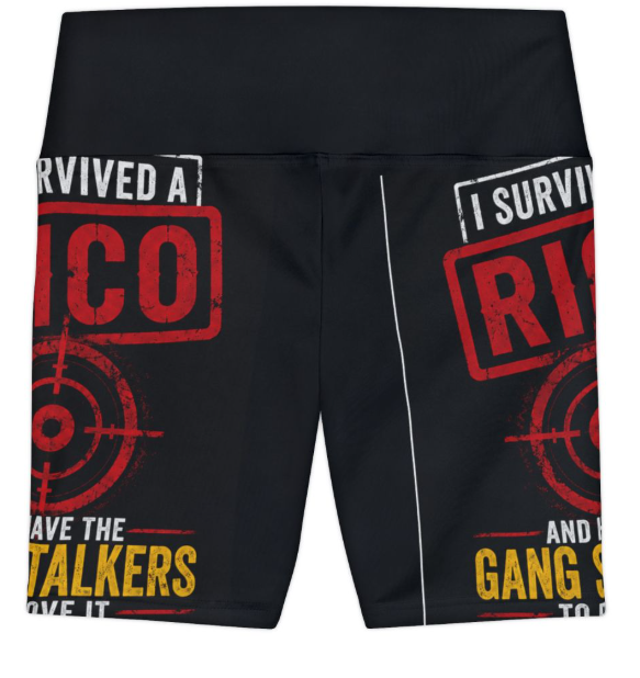 Workout Shorts — “I Survived a Rico” Red Target Graphic