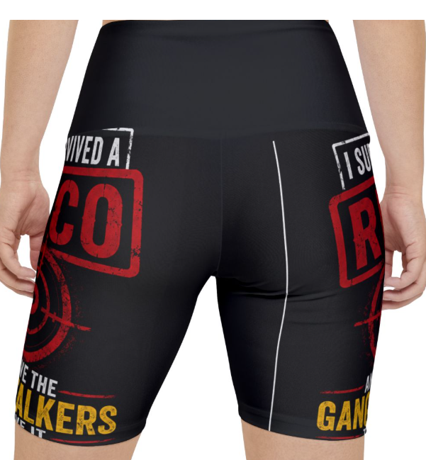 Workout Shorts — “I Survived a Rico” Red Target Graphic