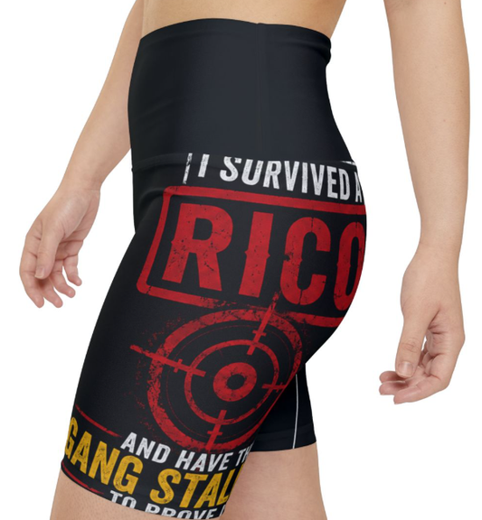 Workout Shorts — “I Survived a Rico” Red Target Graphic