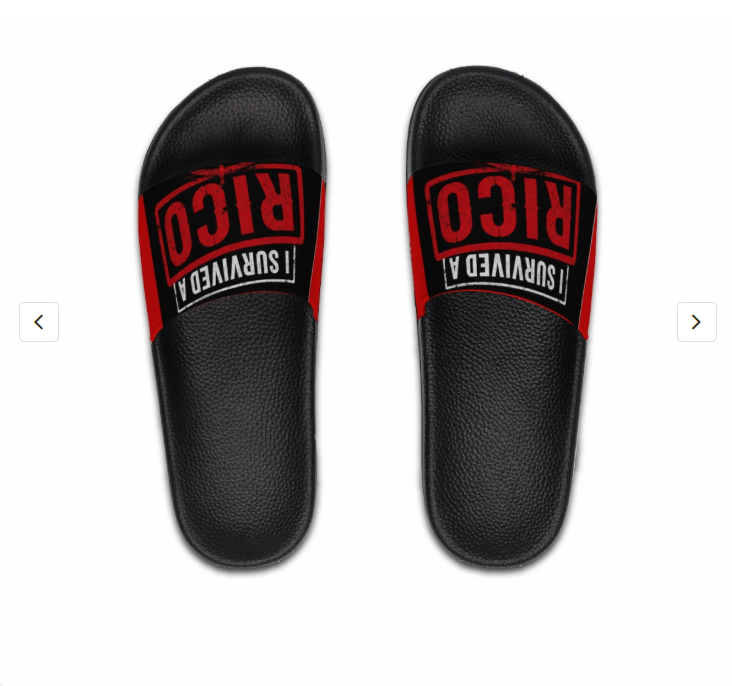 Men's Slide Sandals – "I Survived A Rico" Red & Black Slides