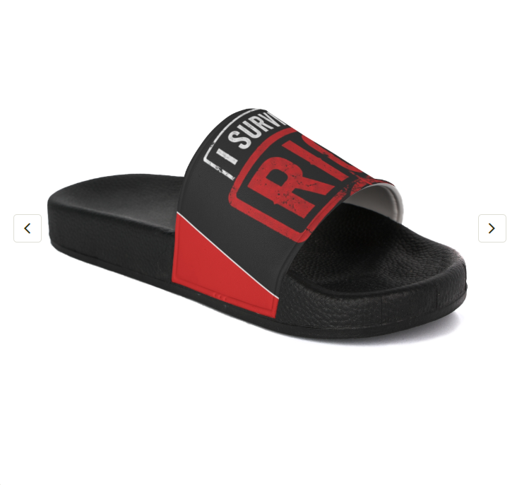 Men's Slide Sandals – "I Survived A Rico" Red & Black Slides