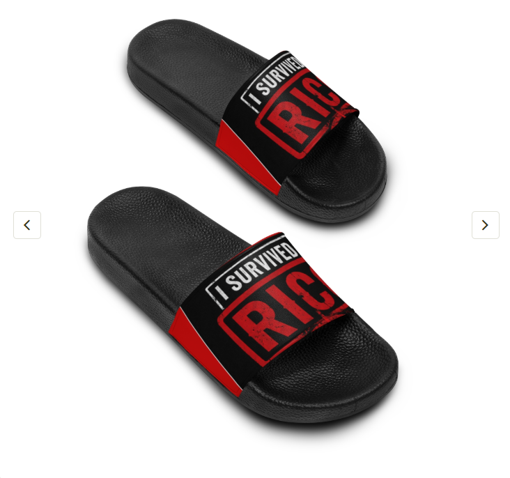Men's Slide Sandals – "I Survived A Rico" Red & Black Slides
