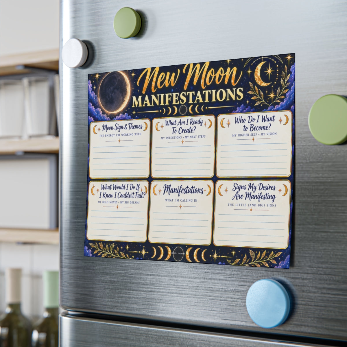 🌑New Moon Manifestations Note Pads — Lunar Manifestation Sticky Notes for Intent Setting✨