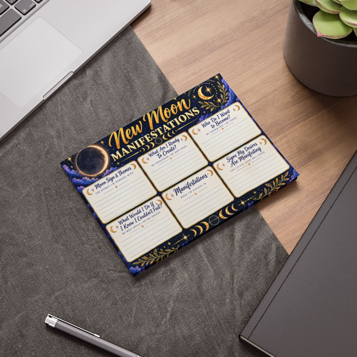 🌑New Moon Manifestations Note Pads — Lunar Manifestation Sticky Notes for Intent Setting✨