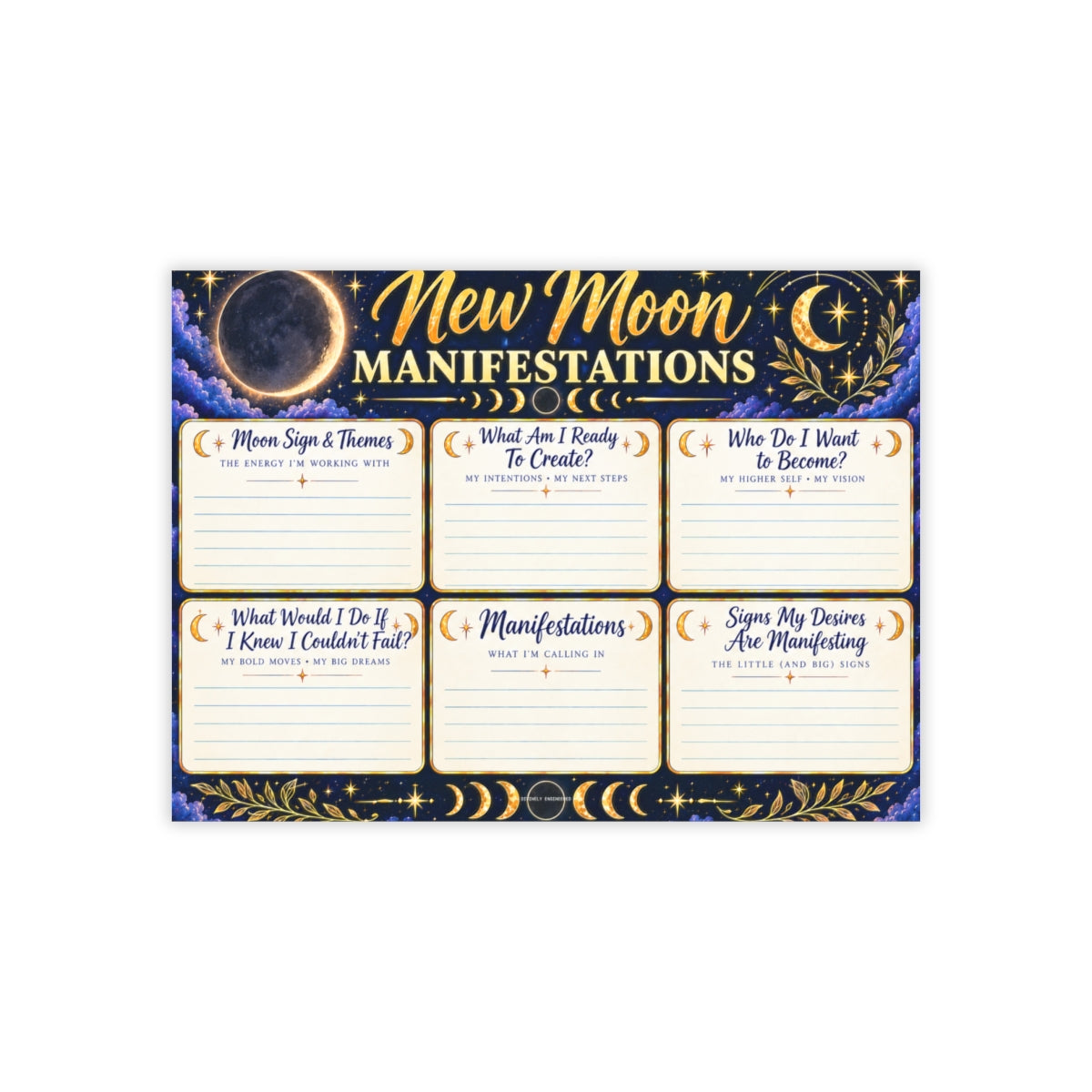 🌑New Moon Manifestations Note Pads — Lunar Manifestation Sticky Notes for Intent Setting✨