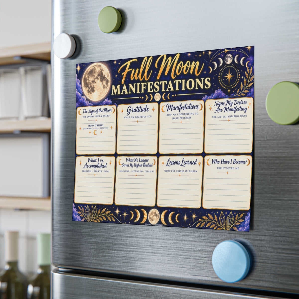 🌕Full Moon Manifestations Note Pad - Guided Gratitude & Intention Sticky Notes✨
