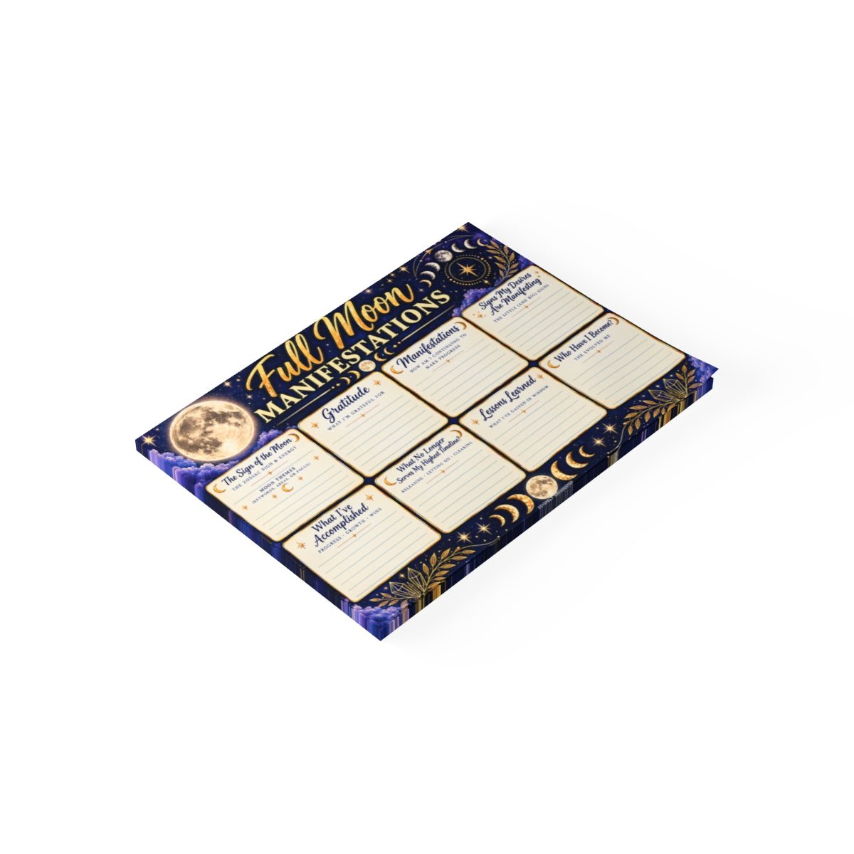🌕Full Moon Manifestations Note Pad - Guided Gratitude & Intention Sticky Notes✨